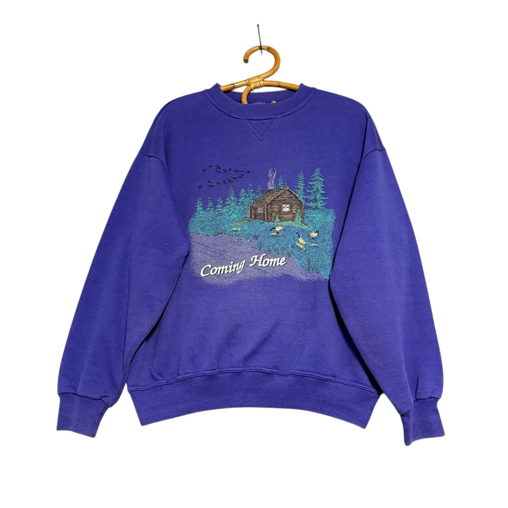 Vintage | Coming Home Cabin Print Sweatshirt Size S